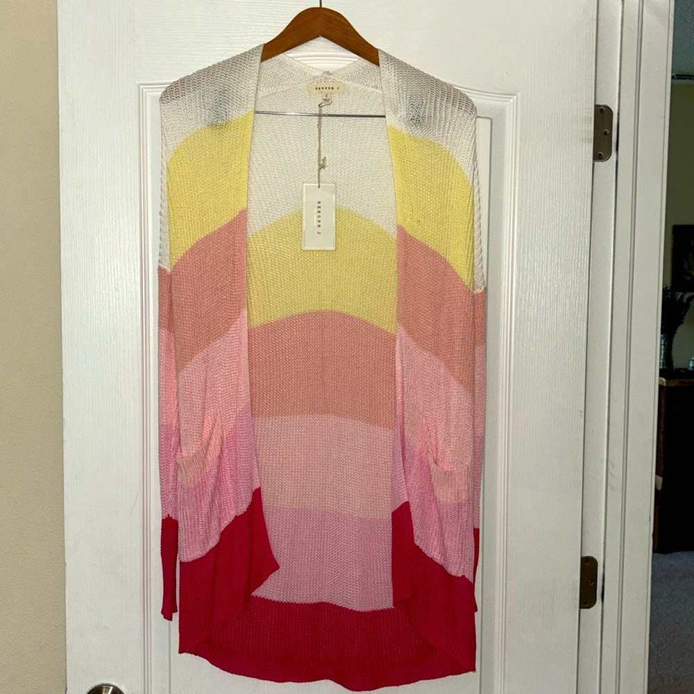 Reborn J. Los Angeles Striped Multi-Colored Cardigan Size Small NWT